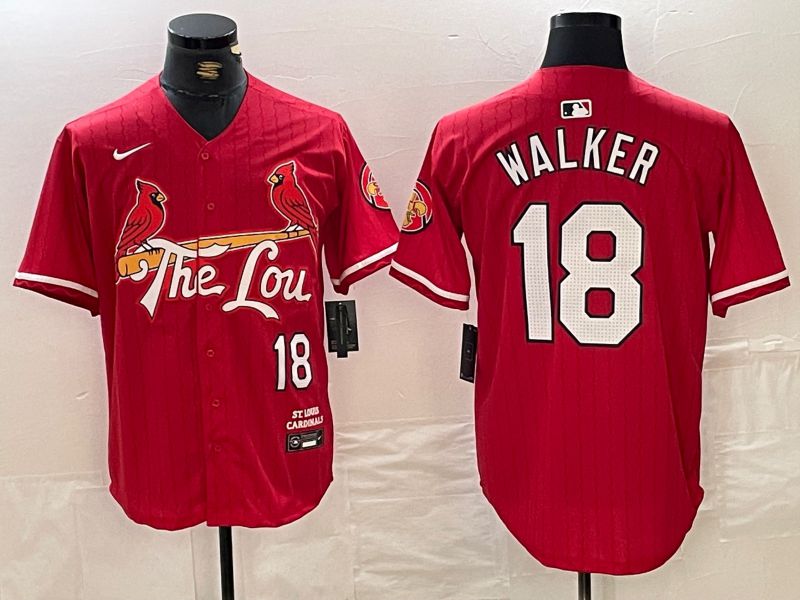 Men St.Louis Cardinals #18 Walker Red City Edition 2024 Nike MLB Jersey style 1